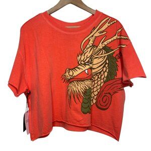 SPIRIT JERSEY | NWT New York City Dragon Graphic Cropped Tee Shirt | Size XS